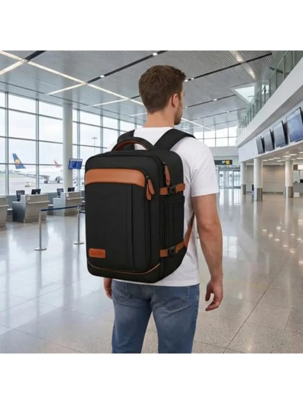 40L Flight Approved Travel Backpack for Men, Durable Carry-On Bag with Multiple